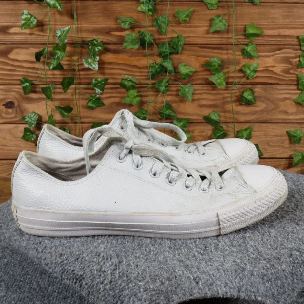 Converse Chuck Taylor All Star Mens Low Top Sneaker Size 12 Casual White Leather - Picture 4 of 9